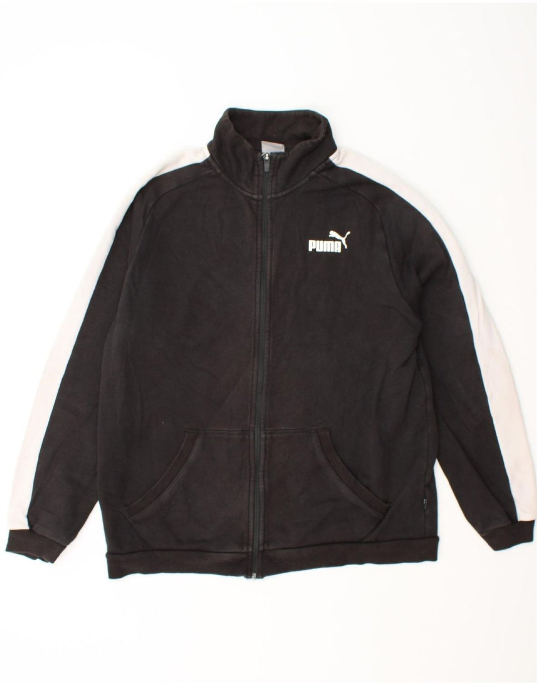PUMA Mens Tracksuit Top Jacket Large Black Colourblock Cotton Vintage Puma and Second-Hand Puma from Messina Hembry 