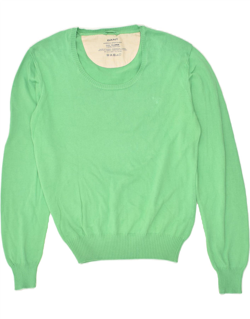 GANT Womens Boat Neck Jumper Sweater UK 18 XL Green Cotton | Vintage Gant | Thrift | Second-Hand Gant | Used Clothing | Messina Hembry 