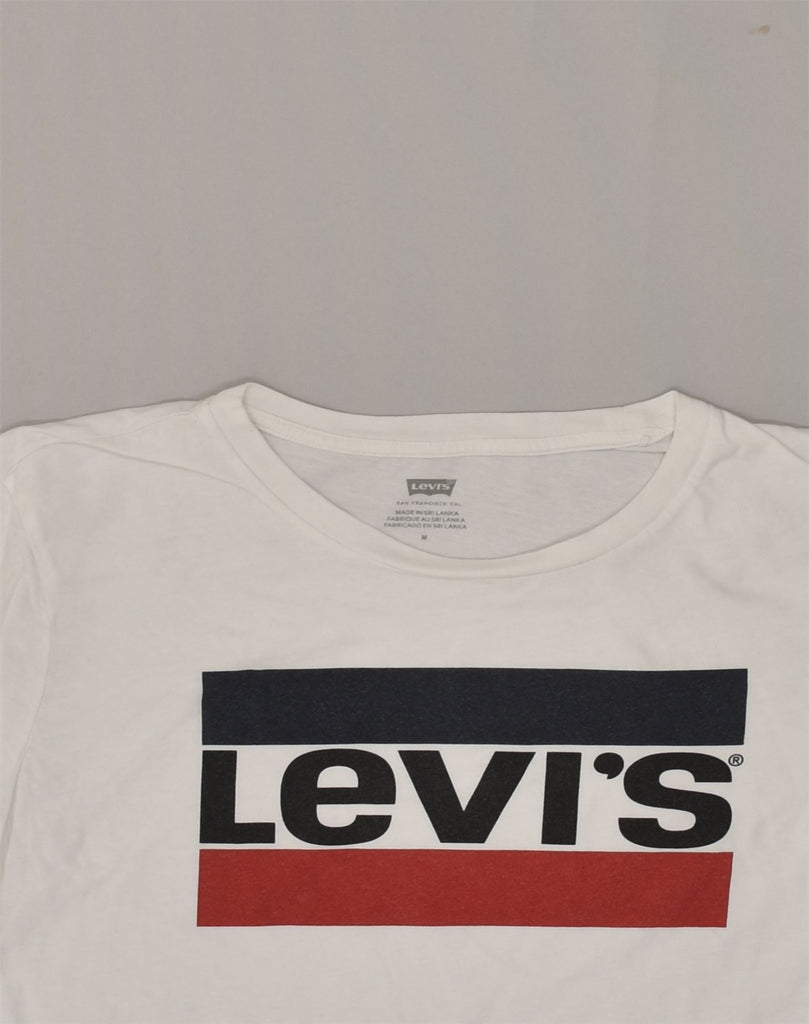 LEVI'S Womens Graphic T-Shirt Top UK 12 Medium White Cotton | Vintage Levi's | Thrift | Second-Hand Levi's | Used Clothing | Messina Hembry 