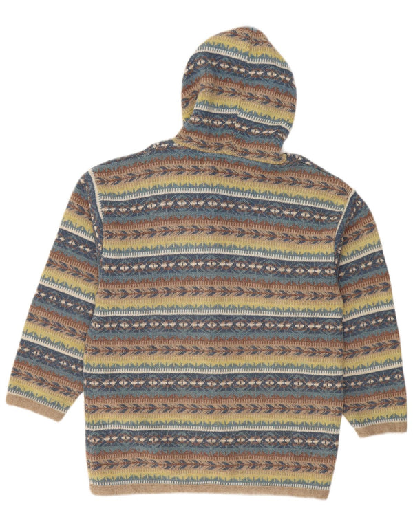Vintage Womens Hooded Cardigan Sweater UK 18 XL Multicoloured Striped