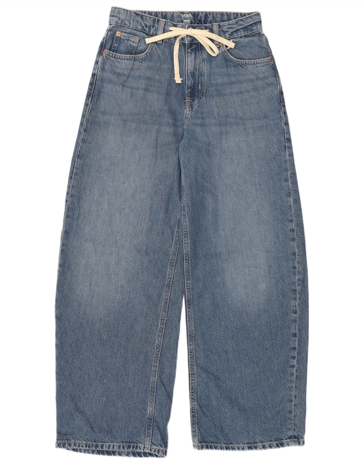 Marks & Spencer Womens Regular Wide Leg Jeans UK 8 Small W26 L29 Blue