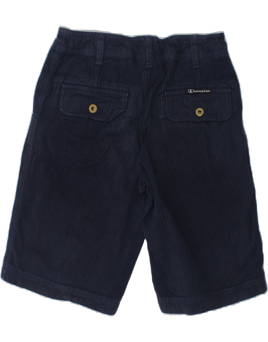 CHAMPION Boys Casual Shorts 7-8 Years Small W24  Navy Blue Pinstripe | Vintage Champion | Thrift | Second-Hand Champion | Used Clothing | Messina Hembry 