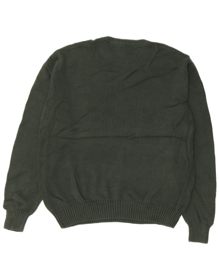 Dockers Mens Crew Neck Jumper Sweater Medium Khaki Fair Isle Cotton
