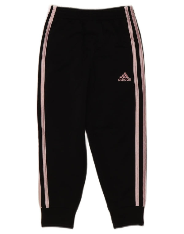Adidas Girls Tracksuit Trousers Joggers 3-4 Years Black Polyester