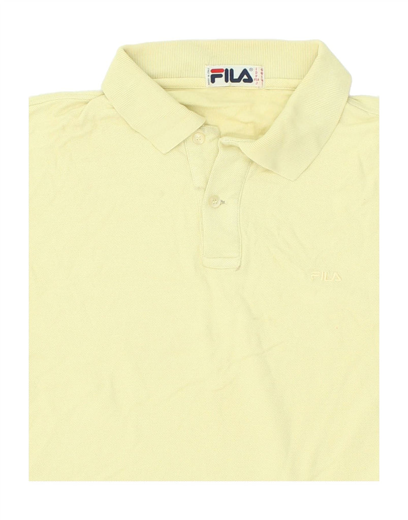 FILA Mens Long Sleeve Polo Shirt IT 48 Medium Yellow Cotton | Vintage Fila | Thrift | Second-Hand Fila | Used Clothing | Messina Hembry 