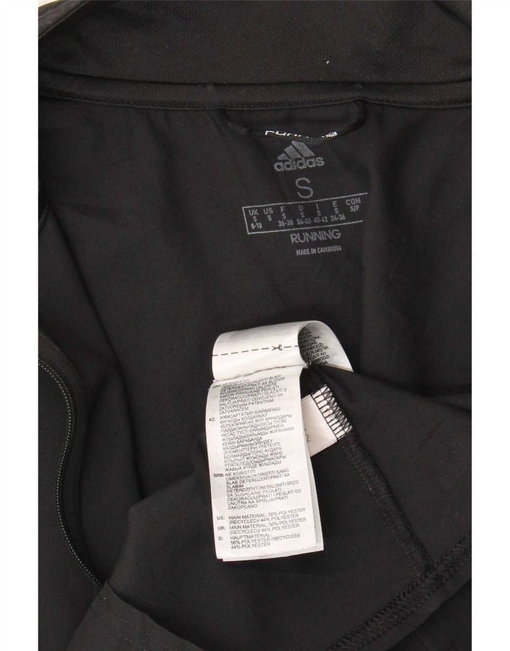 Adidas Womens Running Tracksuit Top Jacket UK 8/10 Small Black Polyester