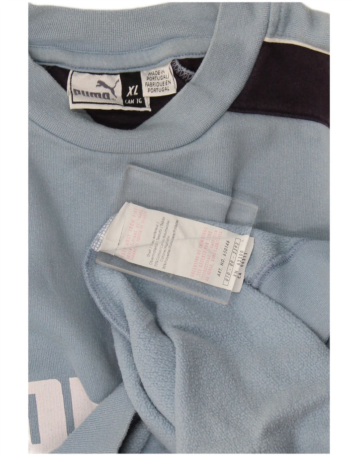 Puma Mens Graphic Sweatshirt Jumper XL Blue Colourblock Cotton