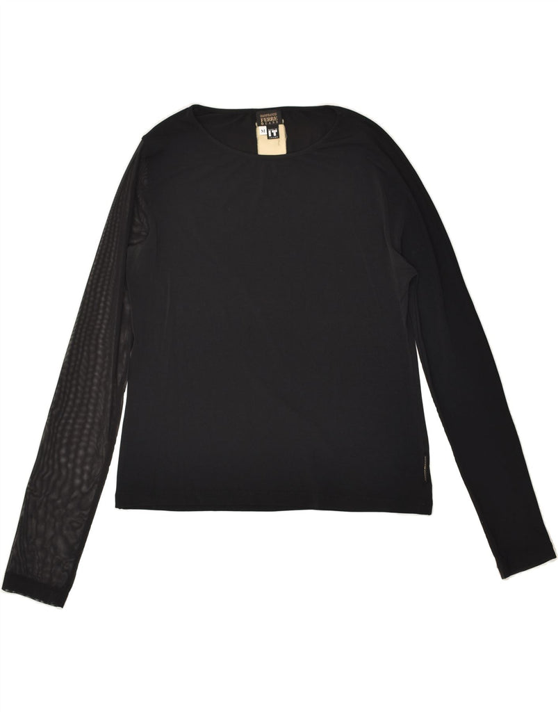 GIANFRANCO FERRE Womens Top Long Sleeve UK 12 Medium Black | Vintage Gianfranco Ferre | Thrift | Second-Hand Gianfranco Ferre | Used Clothing | Messina Hembry 