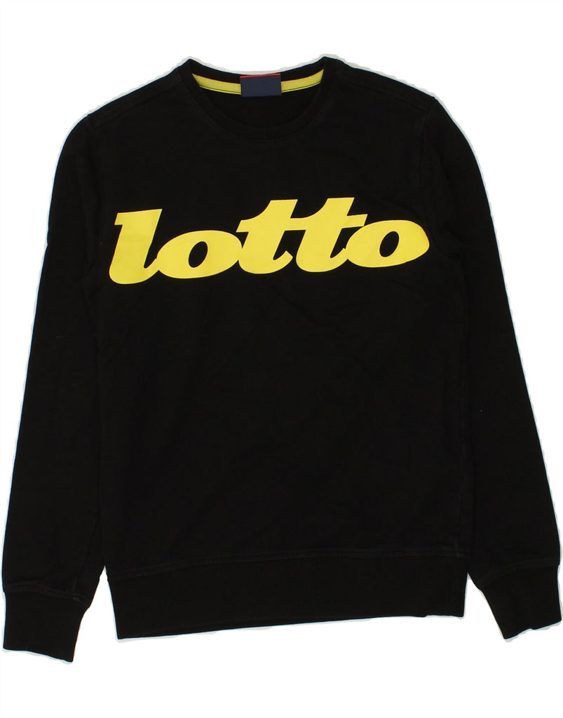 LOTTO Boys Graphic Sweatshirt Jumper 9-10 Years Black Cotton | Vintage Lotto | Thrift | Second-Hand Lotto | Used Clothing | Messina Hembry 