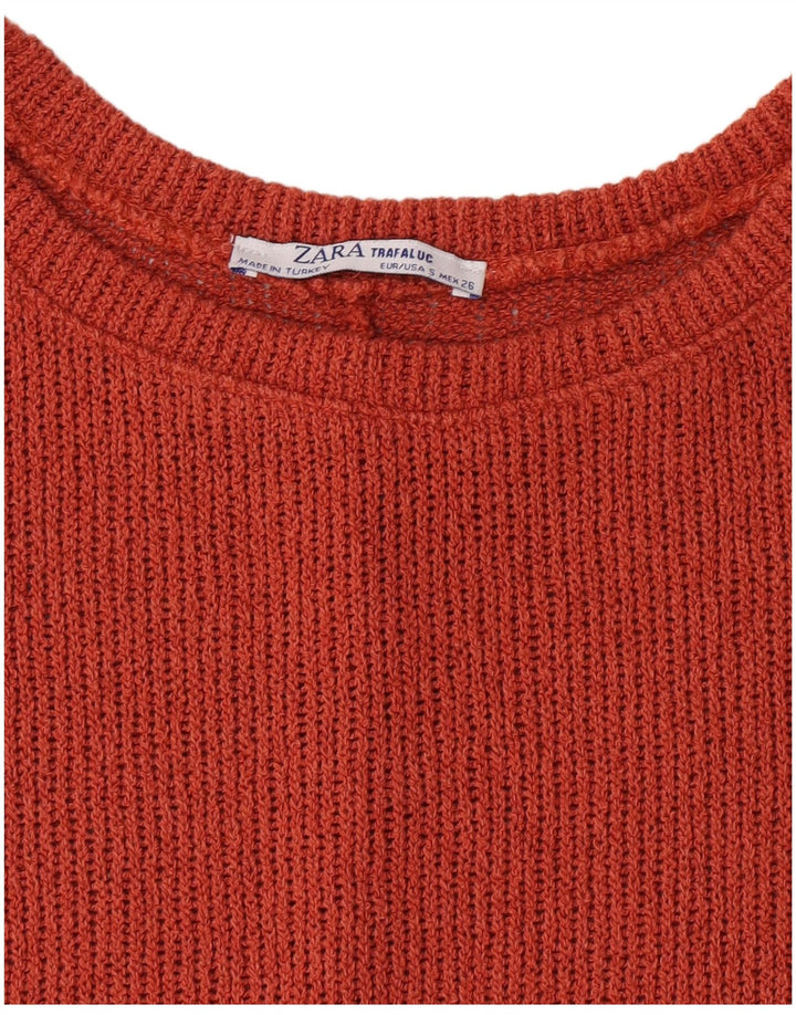 Zara Womens See Through Maxi Jumper Dress UK 8 Small Orange