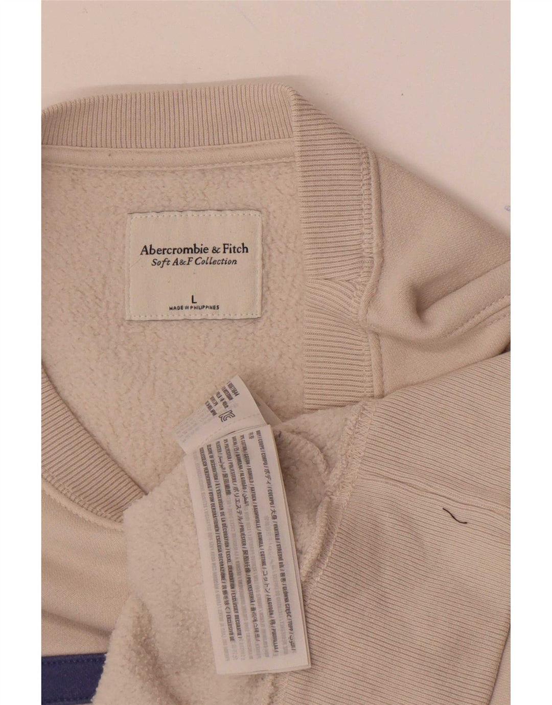 Abercrombie & Fitch Mens Sweatshirt Jumper Large Off White Colourblock
