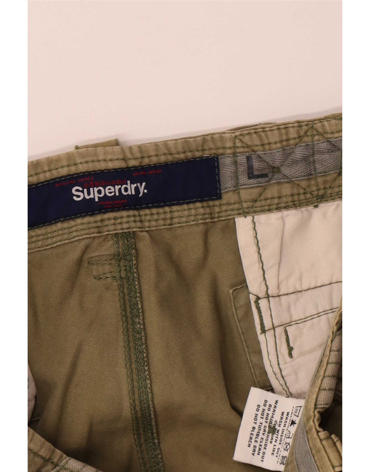 Superdry Mens Cargo Shorts Large W36 Green Cotton