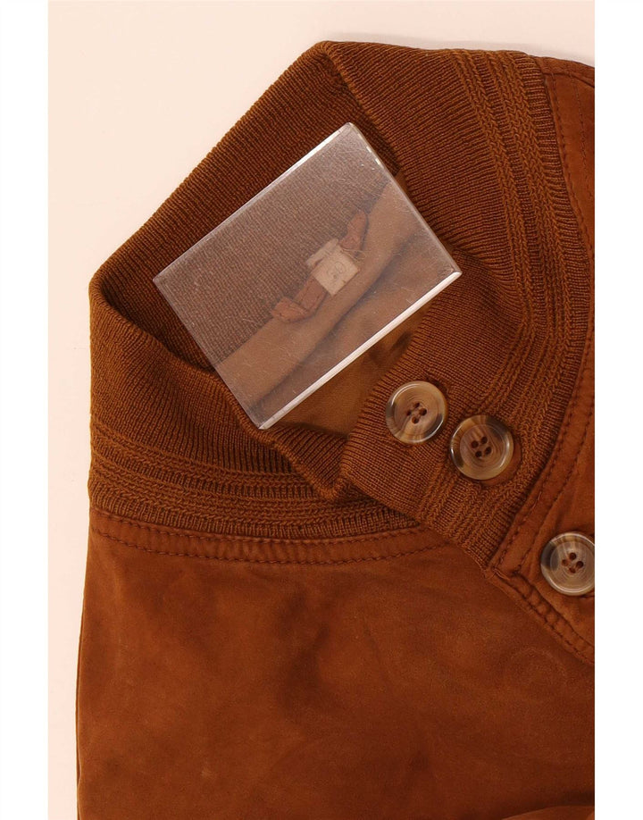 Vintage Mens Suede Bomber Jacket IT 50 Large Brown