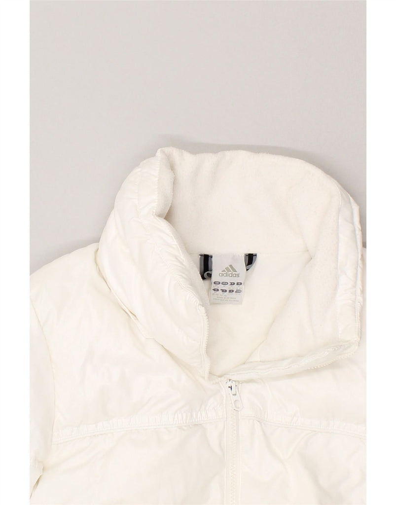 ADIDAS Womens Padded Jacket UK 12/14 Medium White Polyester Vintage Adidas and Second-Hand Adidas from Messina Hembry 