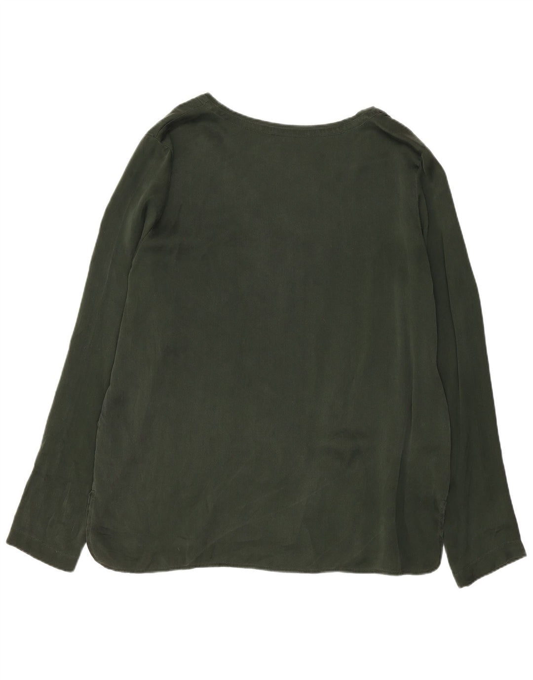 Stefanel Womens Long Sleeve Blouse Top IT 44 Medium Khaki Silk