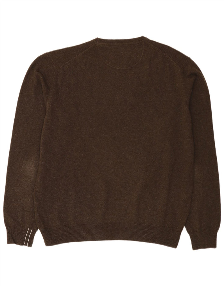 Marlboro Classics Mens Crew Neck Jumper Sweater XL Brown Wool