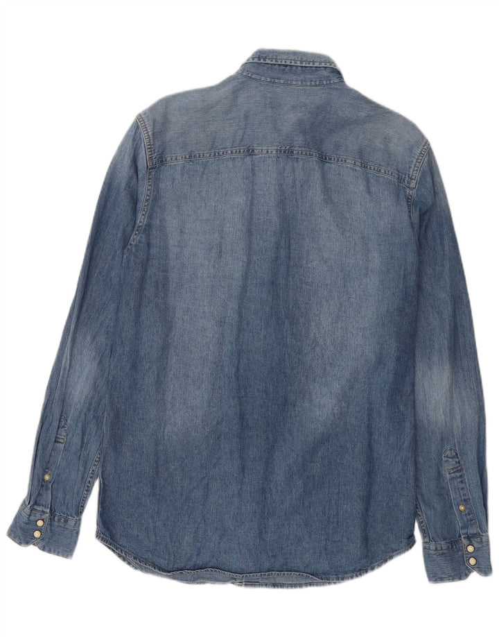 Jack & Jones Mens Denim Shirt Medium Blue Cotton