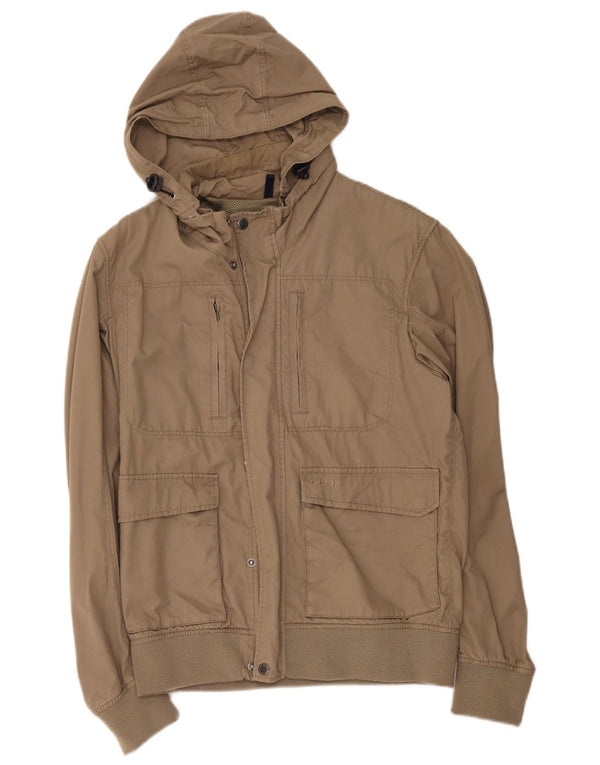 Geox Mens Hooded Utility Jacket UK 36 Small Beige Cotton