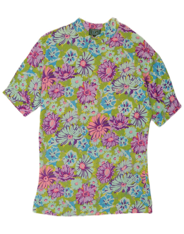 Olmes Carretti Womens T-Shirt Top UK 16 Large Multicoloured Floral Viscose