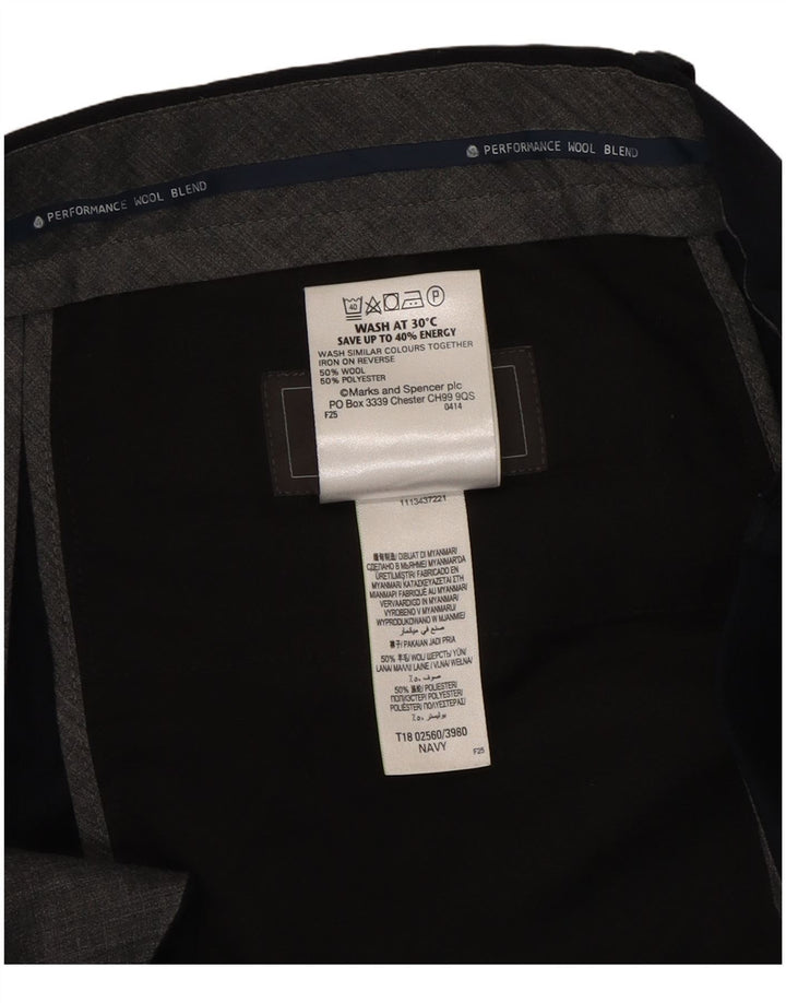 Marks & Spencer Mens Pegged Regular Fit Suit Trousers W34 L33 Navy Blue