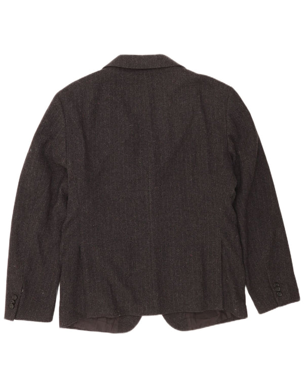Zara Mens 2 Button Blazer Jacket EU 52 Large Grey Striped Wool