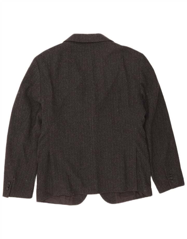 Zara Mens 2 Button Blazer Jacket EU 52 Large Grey Striped Wool