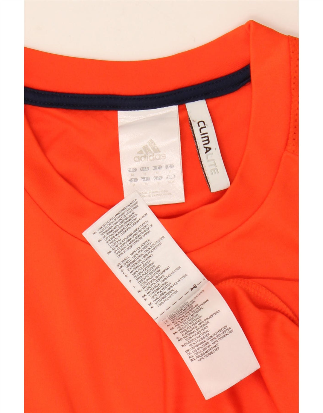 Adidas Mens Climalite T-Shirt Top Medium Orange Colourblock Polyester