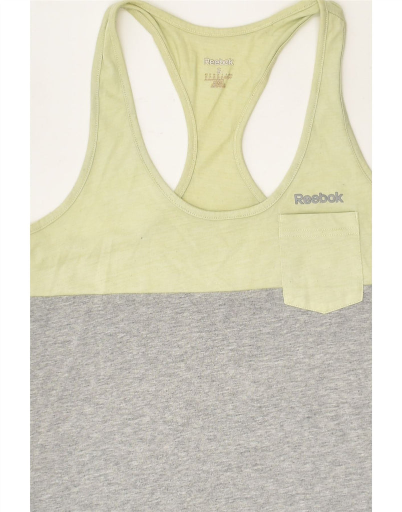 REEBOK Womens Vest Top UK 10 Small Grey Colourblock Cotton | Vintage Reebok | Thrift | Second-Hand Reebok | Used Clothing | Messina Hembry 