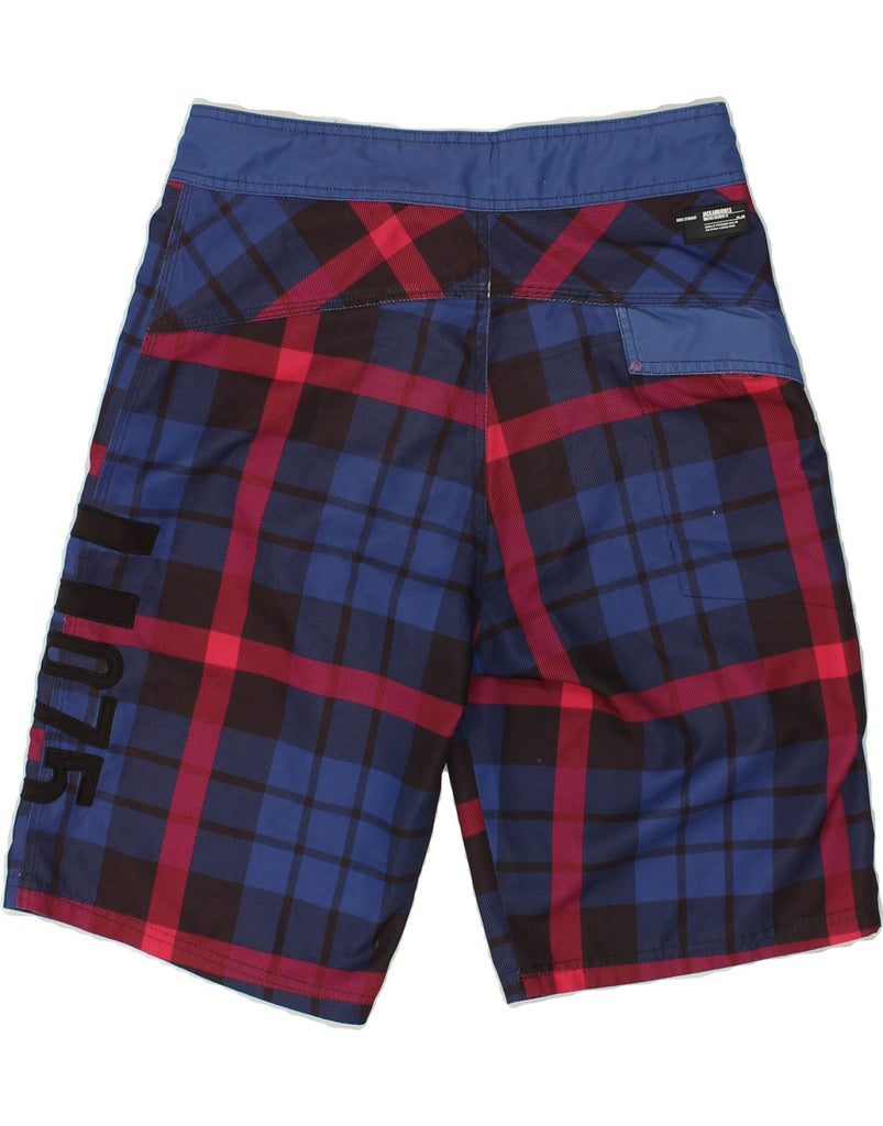 JACK & JONES Mens Graphic Swimming Shorts Small Blue Check Polyester | Vintage Jack & Jones | Thrift | Second-Hand Jack & Jones | Used Clothing | Messina Hembry 