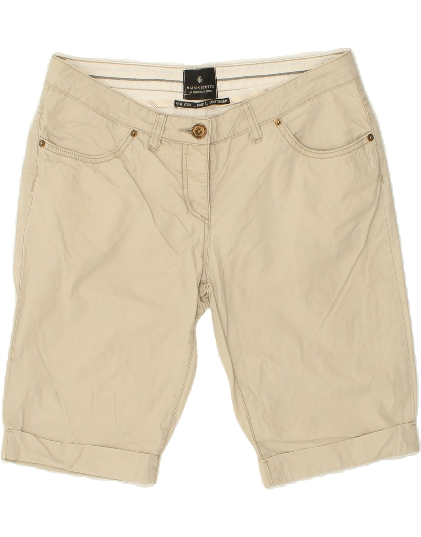 MAISON SCOTCH Womens New York Casual Shorts W30 Medium Beige Cotton