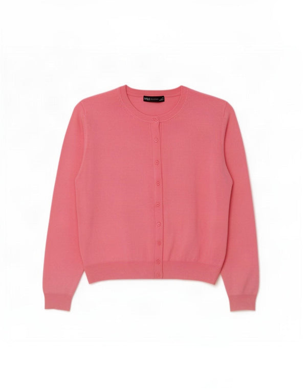 Marks & Spencer Womens Cardigan Sweater UK 24 4XL Pink Viscose