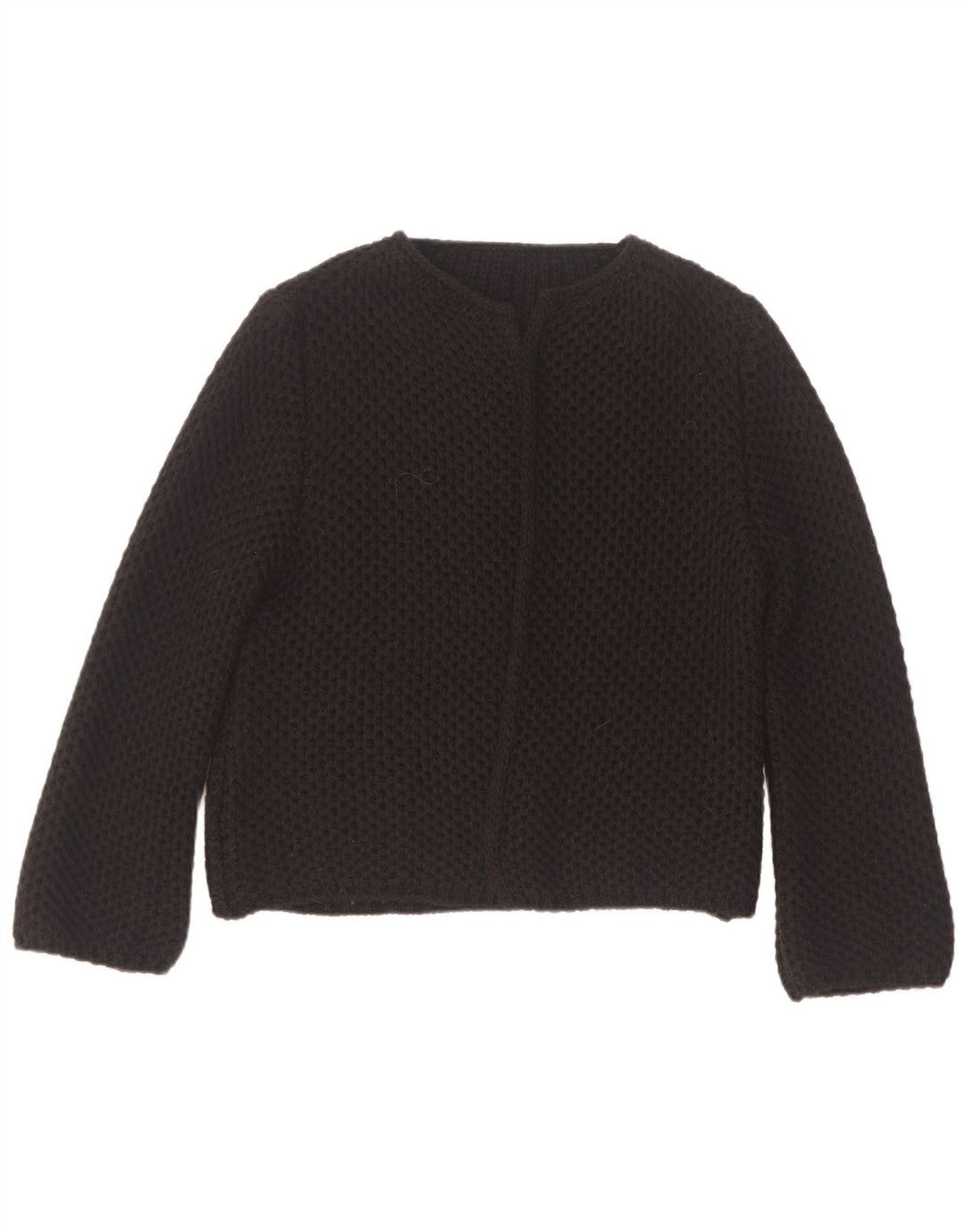 Vintage Womens Open Cardigan Sweater UK 14 Medium Black Acrylic
