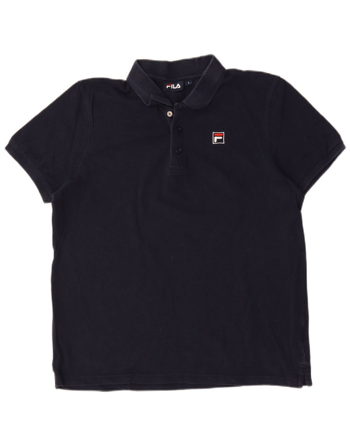 Fila Mens Polo Shirt Large Navy Blue Cotton