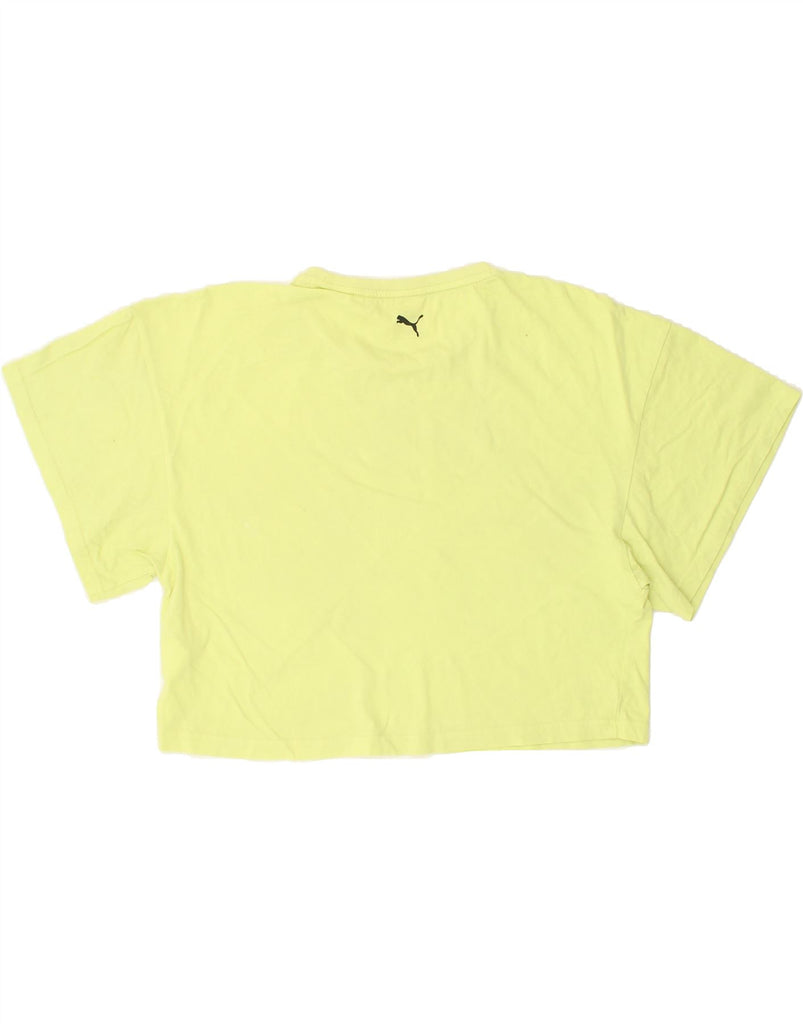 PUMA Womens Oversized Crop Graphic T-Shirt Top UK 10 Small Yellow Cotton Vintage Puma and Second-Hand Puma from Messina Hembry 