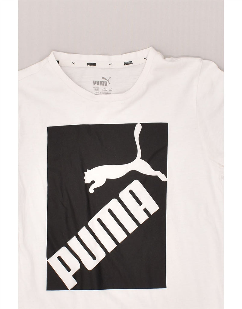 PUMA Boys Graphic T-Shirt Top 9-10 Years White Cotton | Vintage Puma | Thrift | Second-Hand Puma | Used Clothing | Messina Hembry 