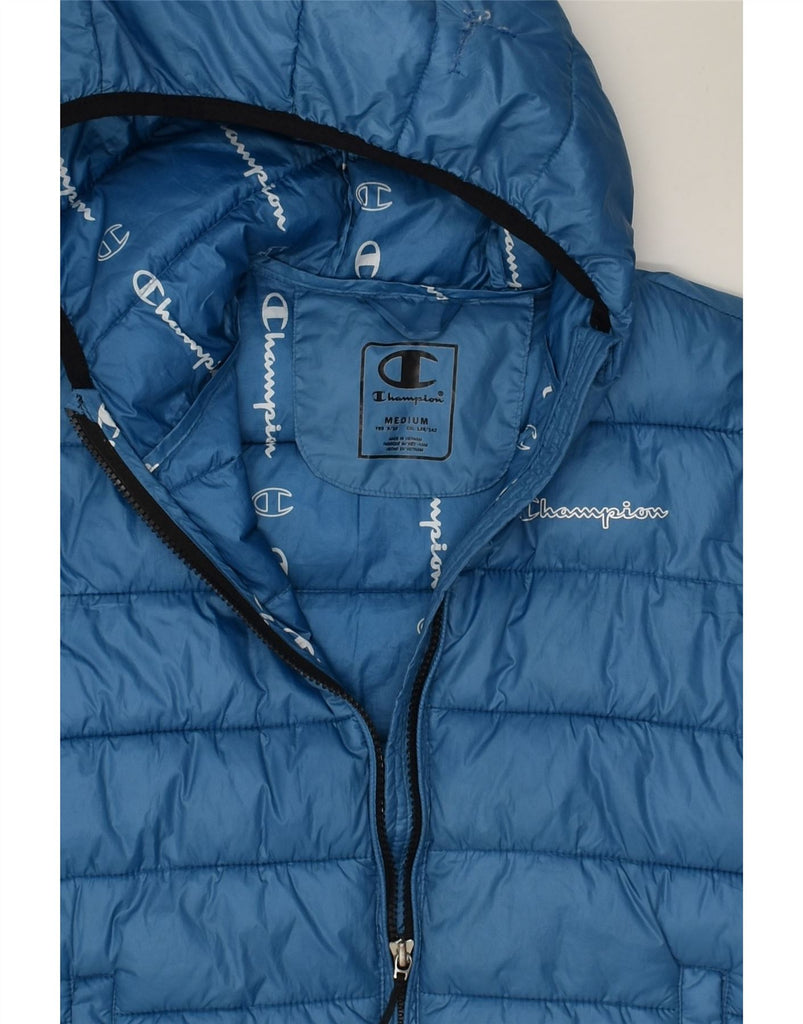 CHAMPION Boys Graphic Hooded Padded Jacket 9-10 Years Medium Blue | Vintage Champion | Thrift | Second-Hand Champion | Used Clothing | Messina Hembry 