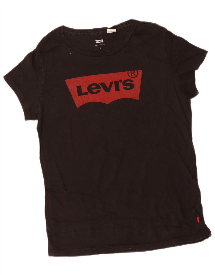 Levi's Womens Graphic T-Shirt Top UK 12 Medium Black Cotton