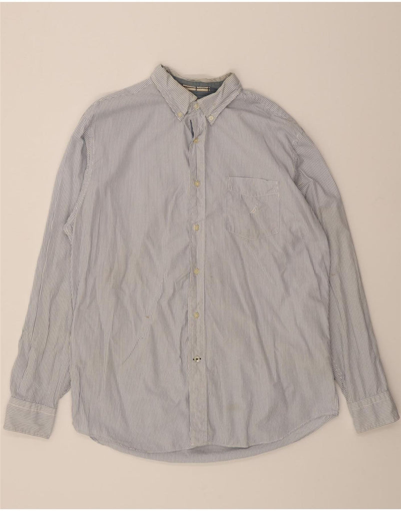 NAUTICA Mens Shirt Large Blue Pinstripe Cotton Vintage Nautica and Second-Hand Nautica from Messina Hembry 