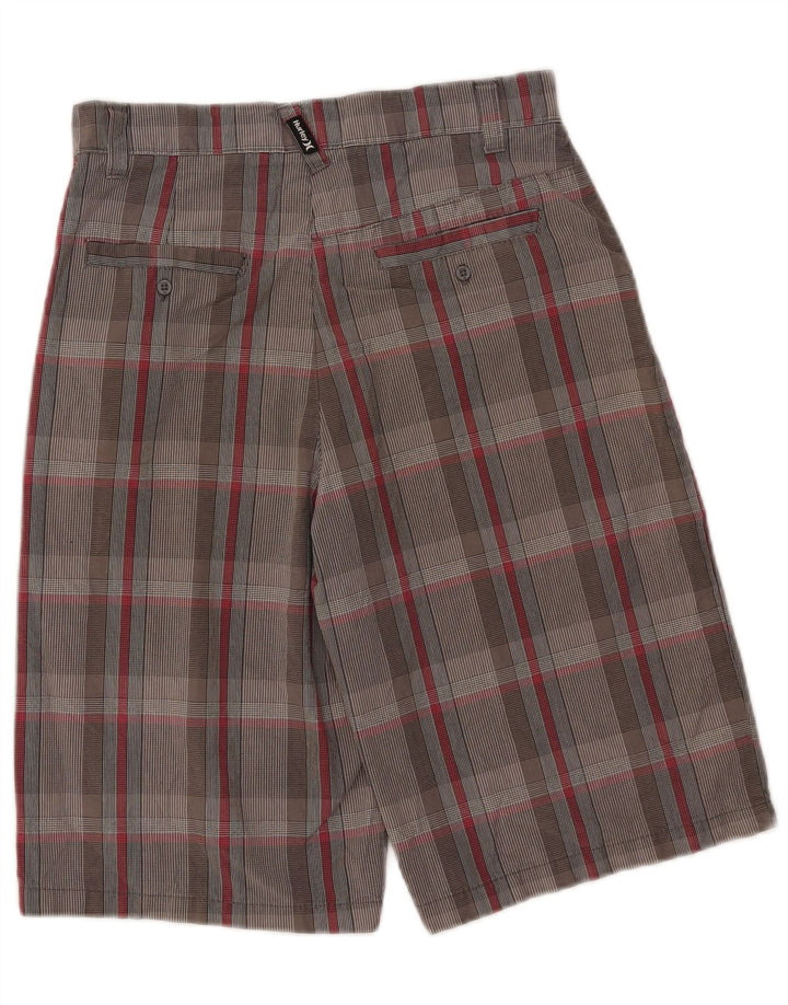 Hurley Boys Chino Shorts 13-14 Years W27 Grey Check Cotton