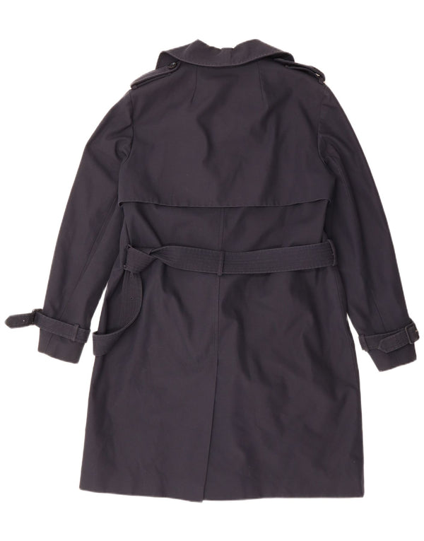 WAREHOUSE Womens Trench Coat UK 16 Large Navy Blue Polyester