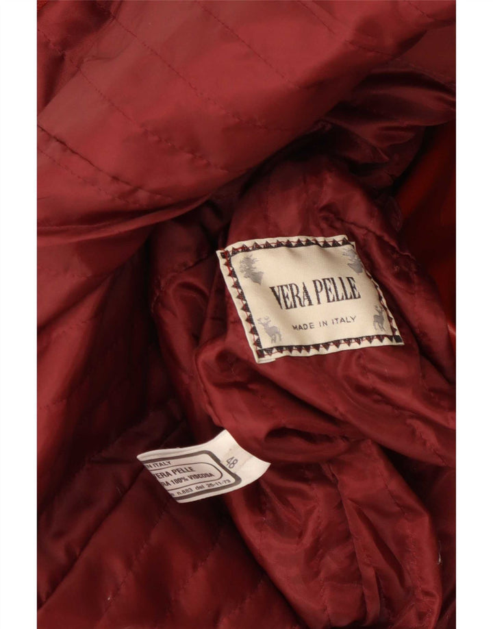 Vintage Womens Leather Coat IT 48 XL Maroon