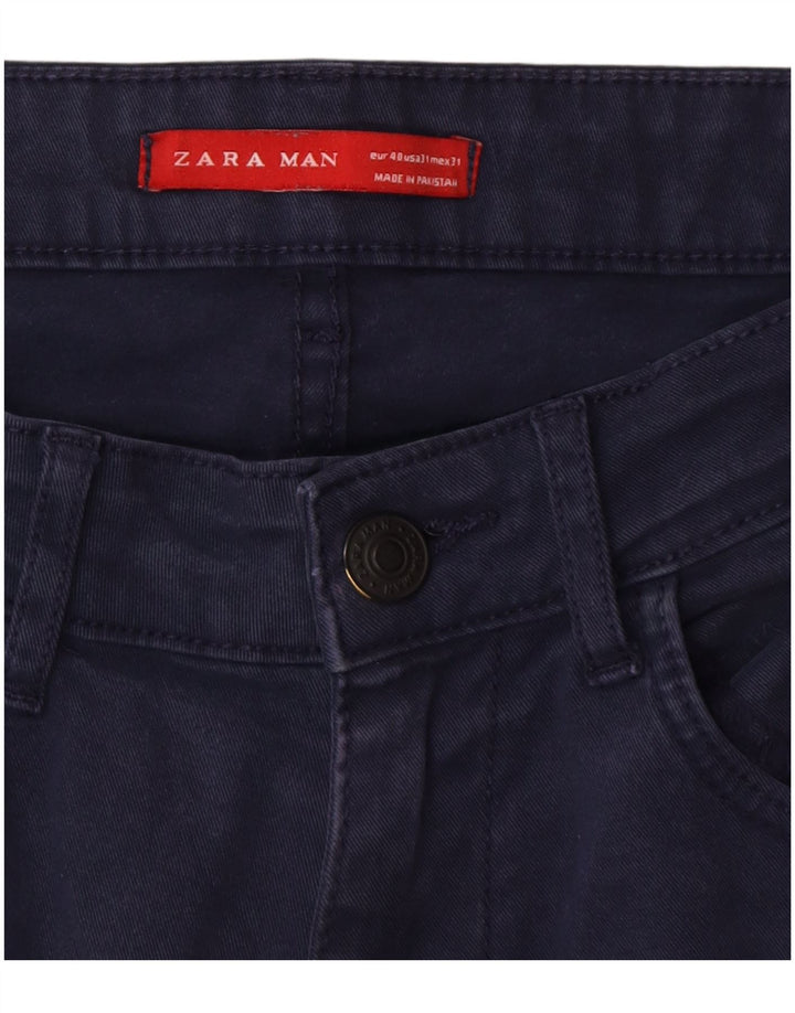 Zara Mens Slim Casual Trousers EU 40 Medium W31 L30 Navy Blue