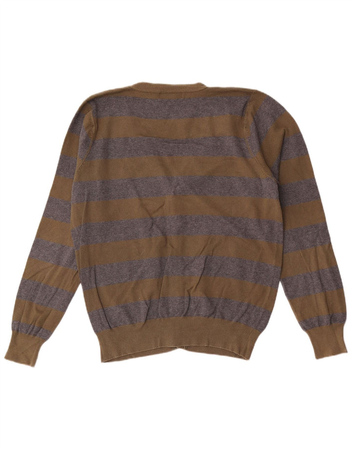 Zara Mens Cardigan Sweater Large Khaki Striped