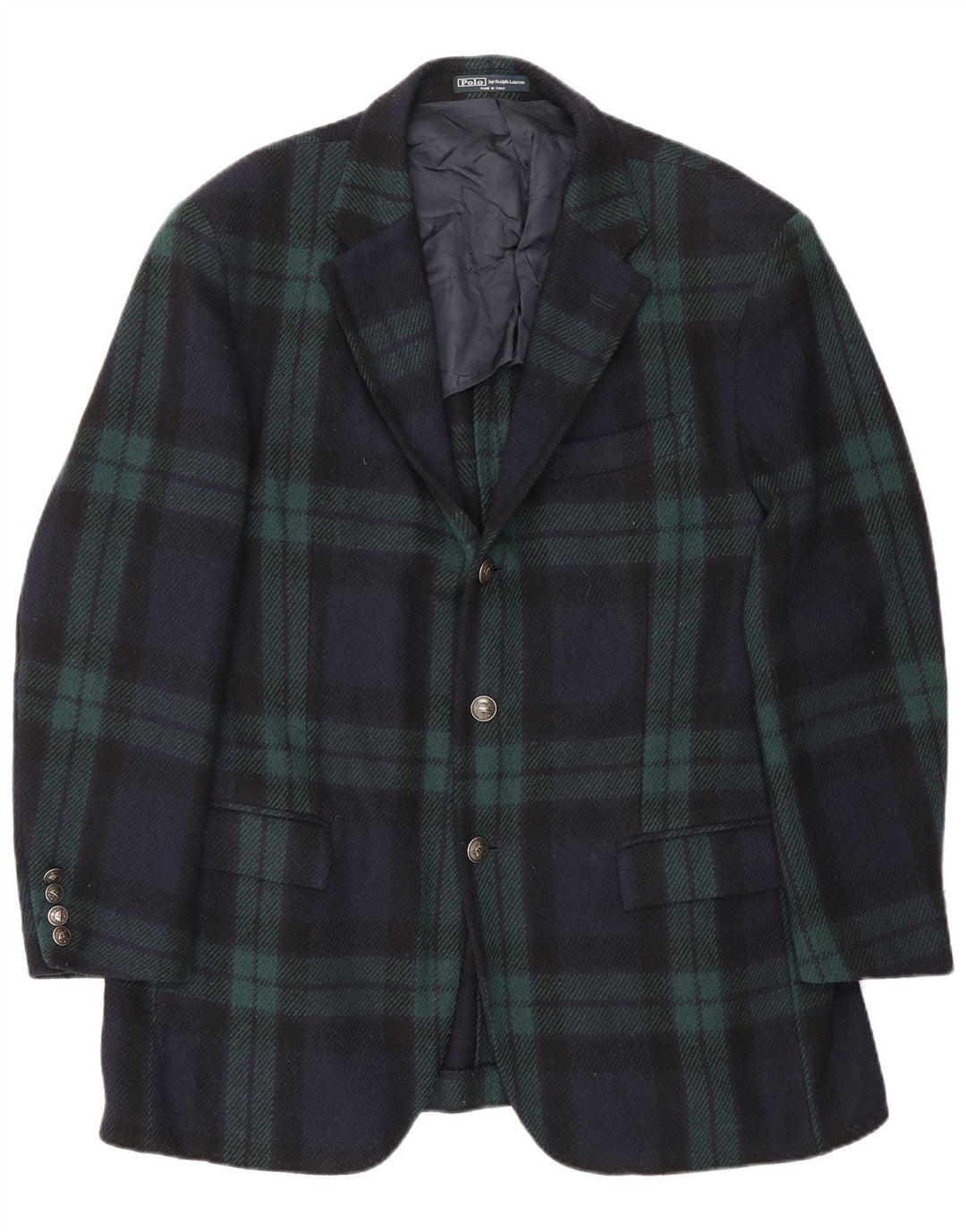Polo Ralph Lauren Mens 3 Button Blazer Jacket EU 54 2XL Navy Blue Plaid