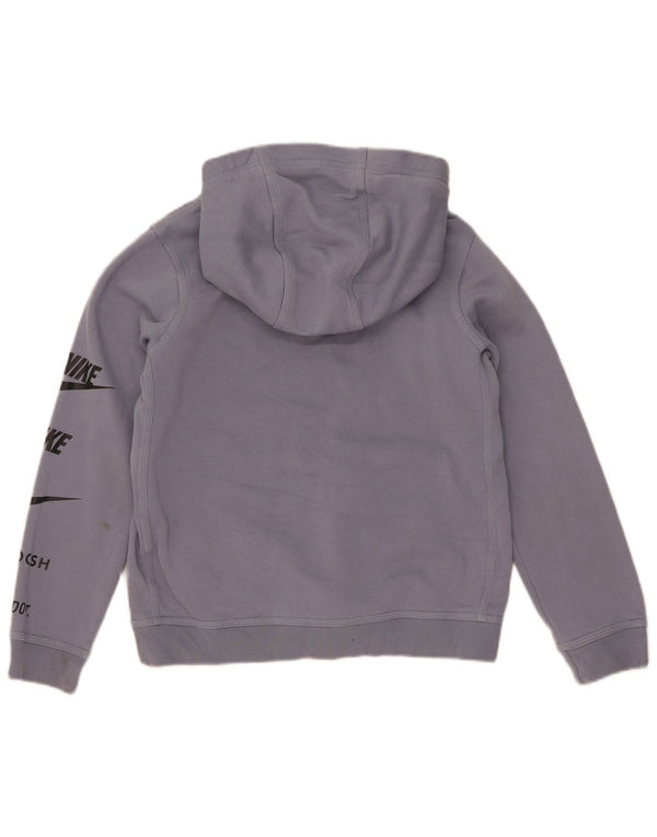 Nike Boys Swoosh Graphic Hoodie Jumper 10-11 Years Medium Blue Cotton