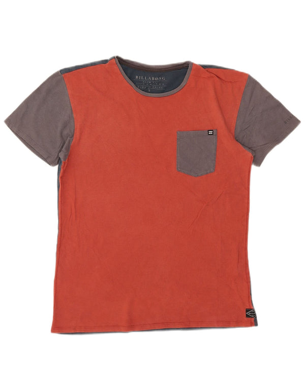 Billabong Mens Slim Fit T-Shirt Top Small Red Colourblock Cotton