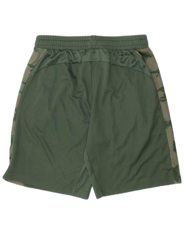 ADIDAS Boys Aeroready Sport Shorts 11-12 Years Green Camouflage Polyester