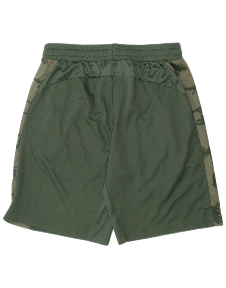 ADIDAS Boys Aeroready Sport Shorts 11-12 Years Green Camouflage Polyester
