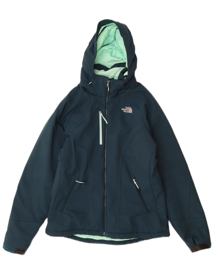The North Face Womens Hooded Padded Jacket UK 14 Medium Navy Blue Polyester