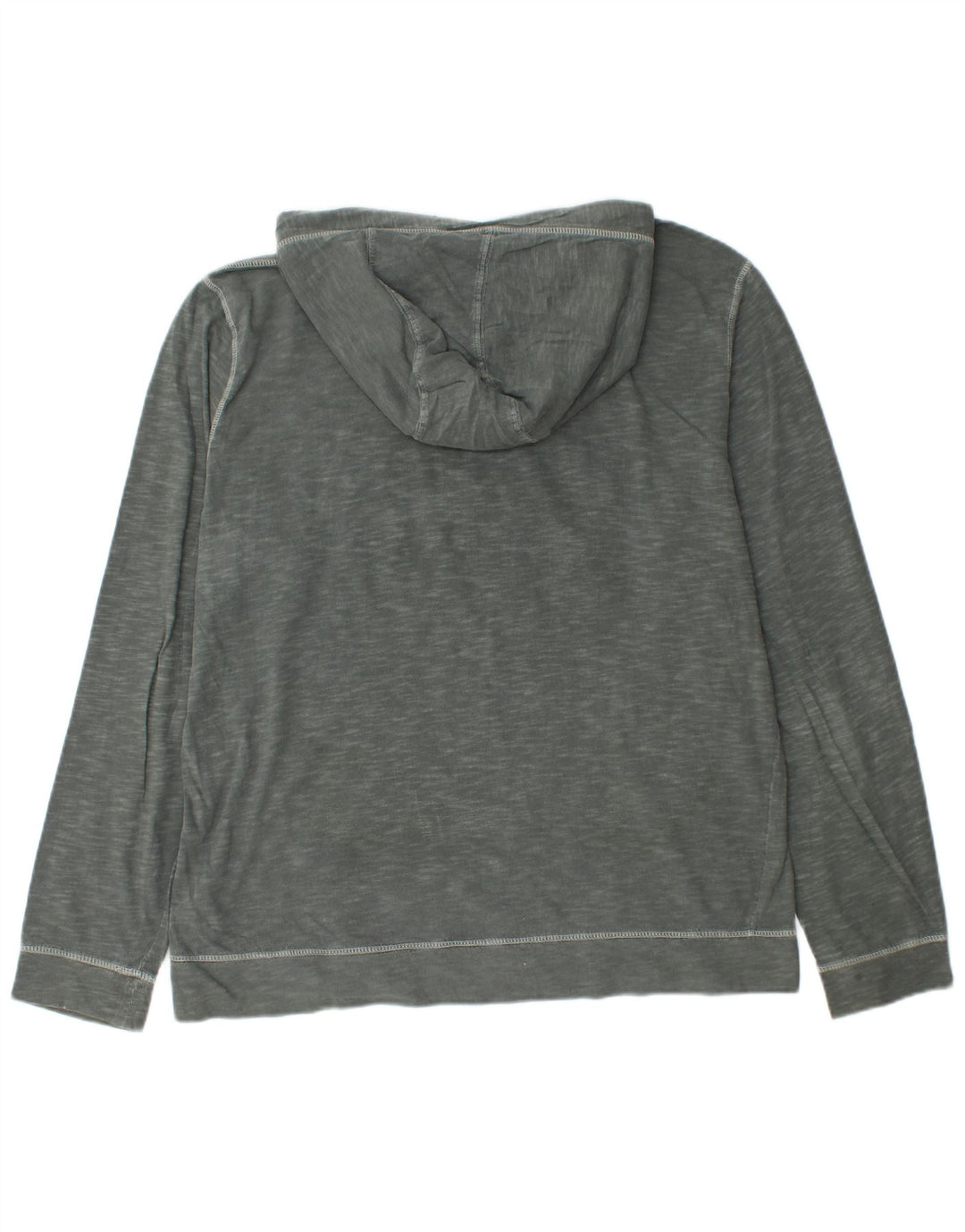 NAPAPIJRI Mens Hooded Graphic Top Long Sleeve Large Grey Flecked Cotton